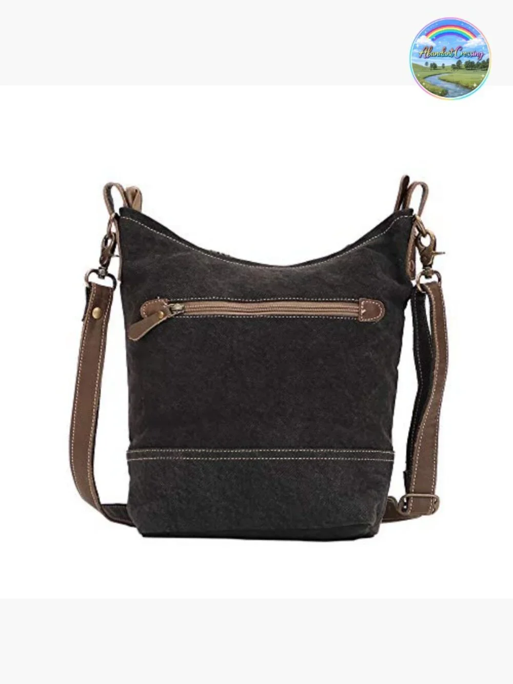 Canvas Floral Purse with Genuine Leather Accents - Handcrafted Artisan Bag